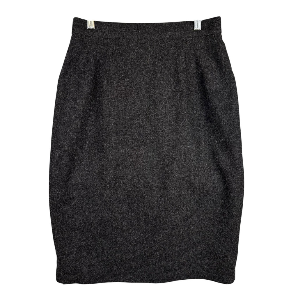 Vtg Panther 100%‎ Wool Womens Sz 10 Gray Pencil Skirt Lined Midi Academia Preppy